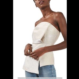 Topshop Structured Metallic Strapless Peplum Top